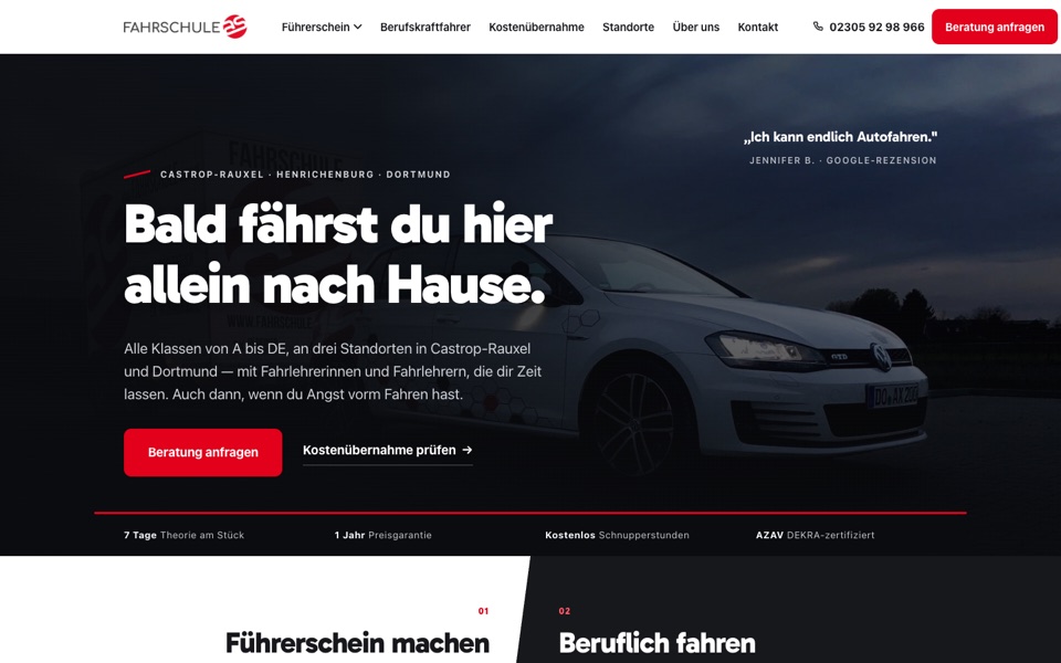Screenshot der Website von Fahrschule AS