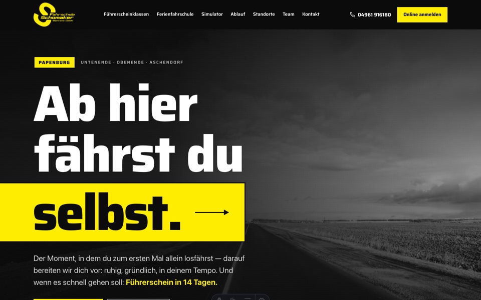 Screenshot der Website von Fahrschule Schomaker-Behrens