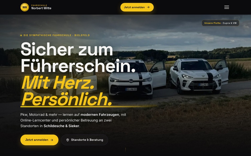 Screenshot der Website von Fahrschule Norbert Witte