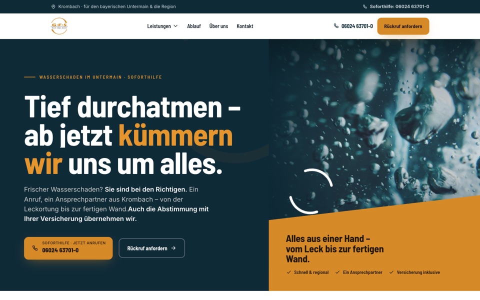 Screenshot der Website von GFS Rhein-Main