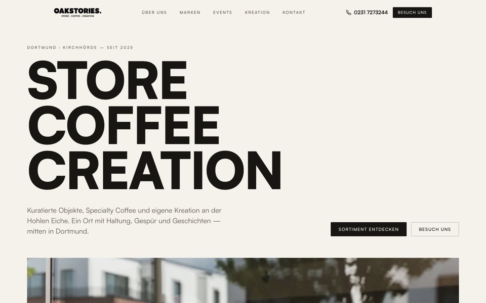 Screenshot der Website von oakstories.