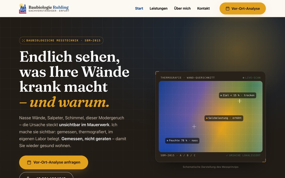 Screenshot der Website von Ruhling Baubiologie